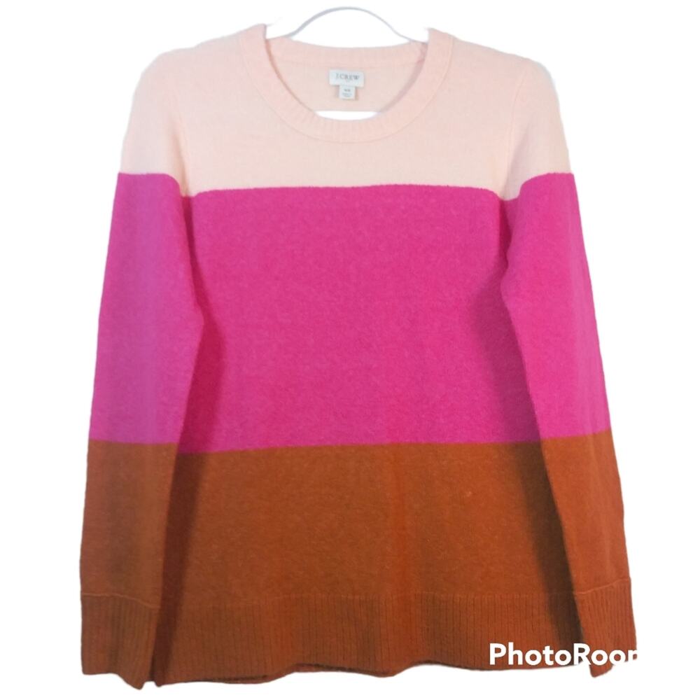 J Crew Colorblock Soft Sweater Pink Orange Size XS